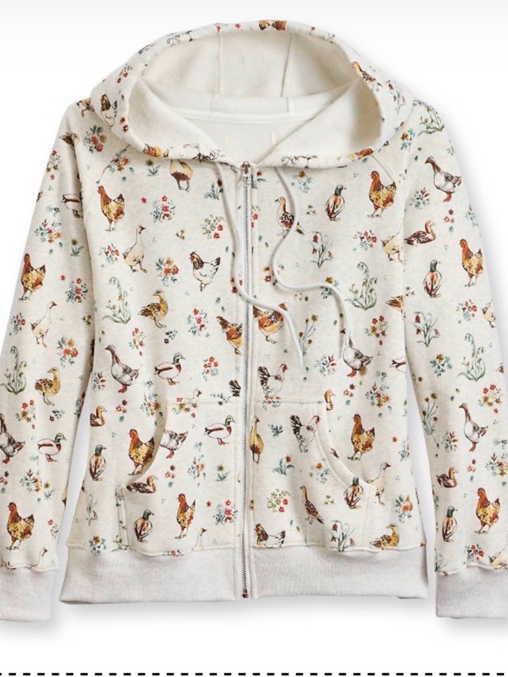 NWT size L Cozy SM WARDROBE 
Zip-Up Hoodie with Farm Hen Print